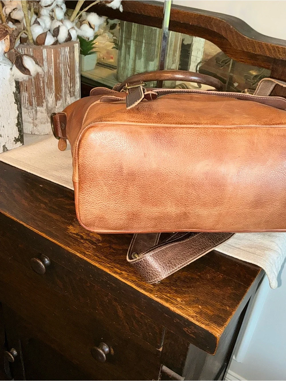 Bed Stu Two-Tone Brown Leather Tote